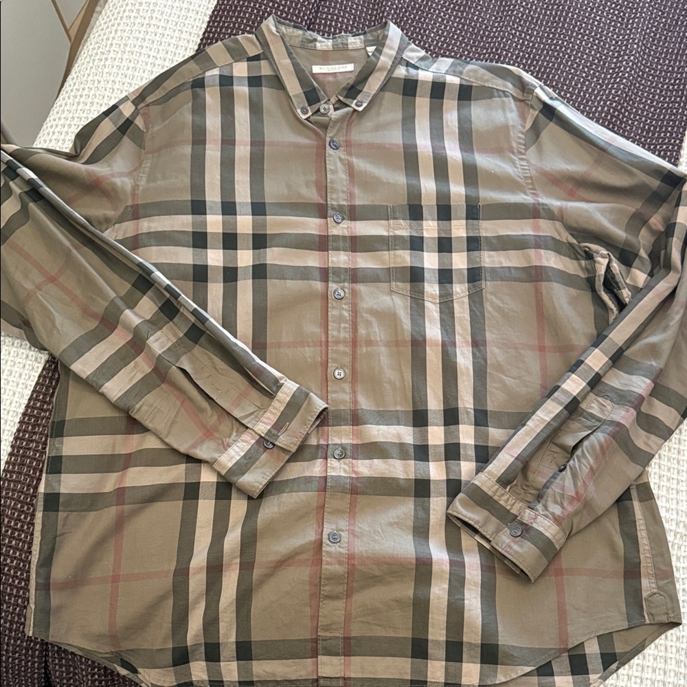 Burberry Men's Checkered Shirt - Brown and Black